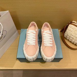✅Women's shoes Casual Prada's platform cookie shoes lace-up canvas shoes